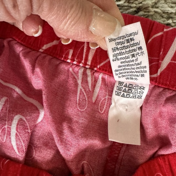 Victoria's Secret Lounge Pajama Pants Flannel Red w White Love Script Print Sz M - Picture 5 of 8